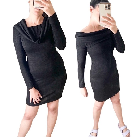 WILFRED FREE ARITZIA Off Shoulder Mini Dress Charcoal Small - Picture 1 of 6